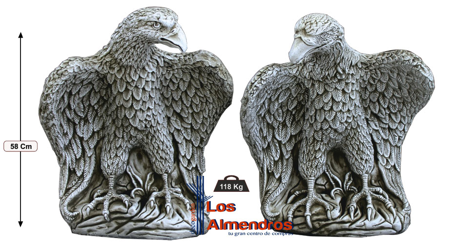 Pareja de Águilas Reales 58cm Piedra Artificial - Los Almendros