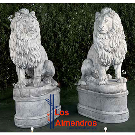 Pareja de Leones Sirianos con Pedestal 182cm - Los Almendros